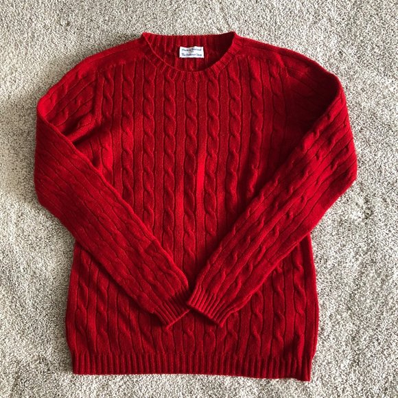 Red Cashmere Sweater Made in Scotland